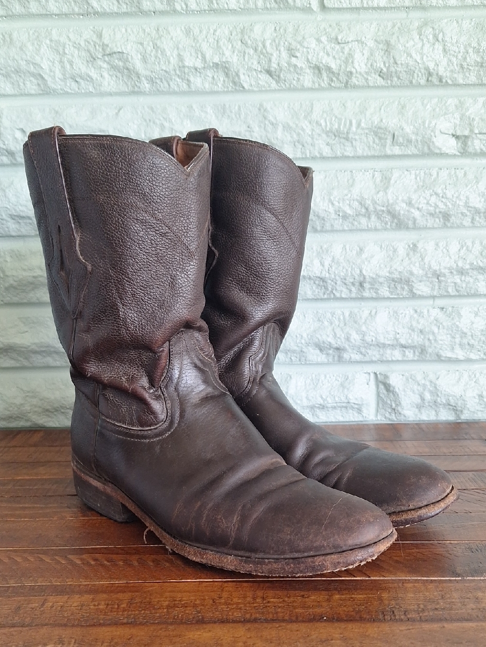 Resistol Ranch Dark Brown Leather Cowboy Boot Size 9.5